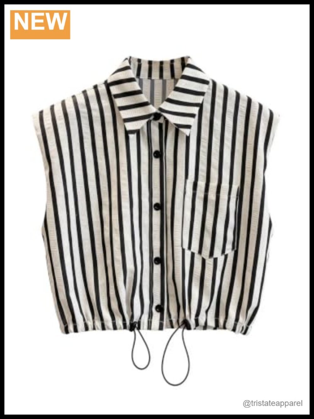 Striped Button Down Sleeveless Blouse for Women Office Casual Top